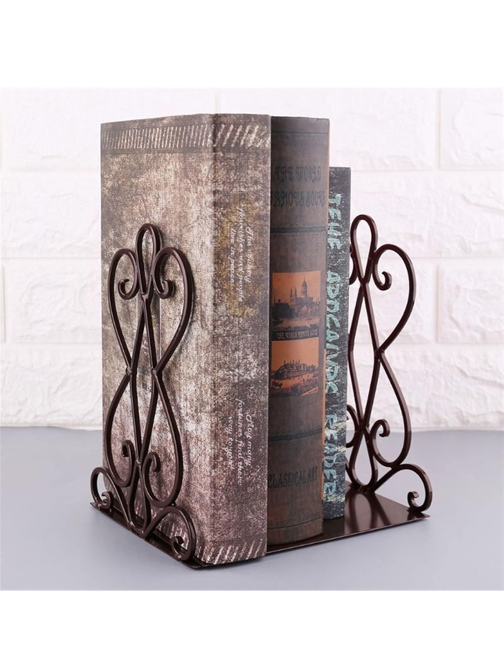 Decorative Metal Bookends -Brown